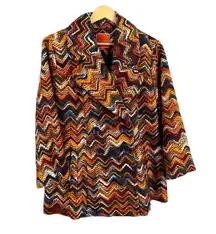 ModCloth Chevron Zigzag Double Breasted Coat Retro Multicolor Jacket XL