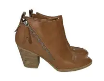 DV Dolce Vita Brown Asymmetrical Zipper Heeled Booties Size 10