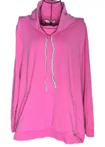 T By Talbots Women's M Funnel Neck Sweatshirt Hot Pink Solid Barbiecore‎ Lounge