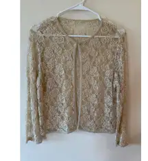 Vintage Sheer Glass Beaded Open Front Special Occasion Cardigan Sweater Small