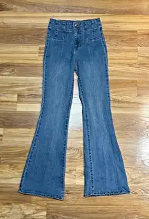 Vintage 90s NOBO No Boundaries Stretch Denim Hippie Flare Bell Bottom Jeans~1~