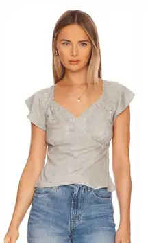 Tularosa Natalie Embroidered Top Blue Abyss Large