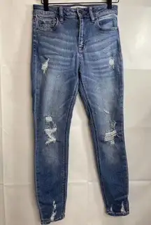 Hidden Size 30 Distressed Medium Wash Stretch Denim Jeans