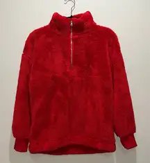 LOFT Vibrant Red Fleece Turtleneck Sweater