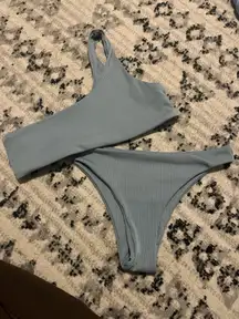 Shein One Shoulder Teal Bikini Set