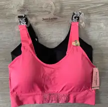 NWT  Logo 2 Piece Hot Pink & Black Sports Bra Set