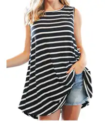 PLUS BLACK & IVORY STRIPE SLEEVELESS TANK TOP oversized