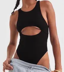 Key Hole Cut Ribbed Thong Bodysuit