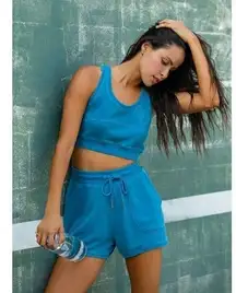 L*SPACE Active Oceanside Out Of Bounds Top and Sidelined Short Set X-Small NWT