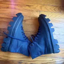 Jeffrey Campbell Hiker Chunky Black and Blue Lace-Up Boots