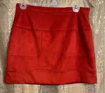 Bebe Burnt Rust Orange Suede Lined Stretch Mini Skirt Size 10