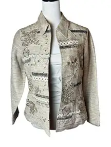 Coldwater Creek Embroidered Linen Blend Jacket Petite PXS | NWT Coastal Grandma