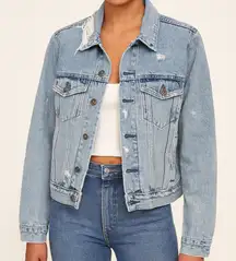 Reformation distressed denim jacket