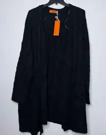 ONE A Women's Spring Autumn Loose Simple Cardigan Sweater V-Neck Long Sleeve