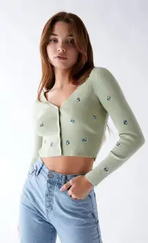 Pacsun L.A.Hearts Cropped Mushroom Embroidered Sweater