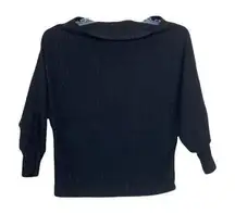 Windsor Black Ribbed Dolman Sleeve Sweater Sz S