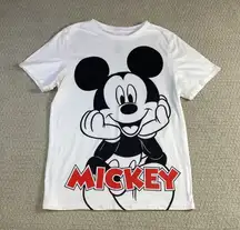 Disney Mickey Mouse T-Shirt White Graphic Tee Cartoon Character Medium‎