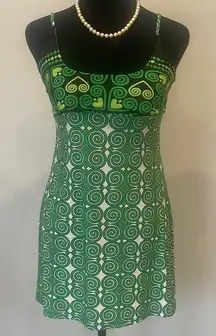 Green Patterned Dress with Swirls