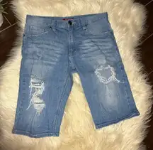 Guess distressed Bermuda denim shorts sz 30