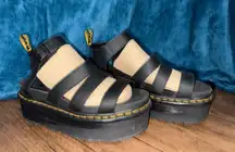 Dr. Martens Blaire Hydro Leather Gladiator Sandals Black Platform Strappy