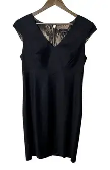 Ted Baker London Black Wool Blend Sheath Dress‎ Size 4 Cap Sleeve V-Neck