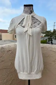 The Namuu bow tie-front cream sweater top size M medium NWT