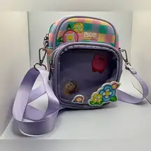 A Rare Loungefly Nintendo Kirby Checkered Floral Pin Collector Crossbody Bag