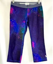 Soffe Capri Leggings - Purple Galaxy Print - Size Small