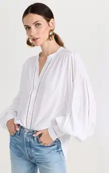 L’AGENCE Kiera Ladder White Button Down Boho Top
