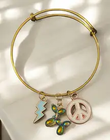 Balloon Dog Bracelet with Peace and Lightning Charms