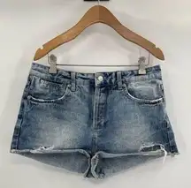 Moto top shop Nordstrom distress blue cut off jean shorts size 8 W30