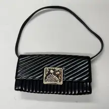 Cavalli Class Quilted Black Leather Shoulder Bag Purse Luxury Designer Handbag