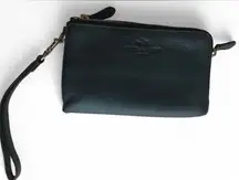 Coach Women’s Blue Double Zipper Wallet With Wrist strap