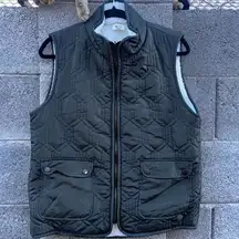 BKE Faux Sherpa Vest Quilted Puffer Green WOMEN's Medium