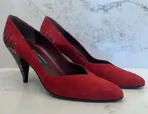 Stuart Weitzman Vintage  For Mr. Seymour red suede & snakeskin high heels, size 8