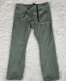 Nike Running Womens Medium Mid Rise Epic Luxe Cropped Tights Pants Heather Green