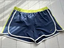 Brooks For Women Blue Neon Yellow and White Running Shorts Size Large