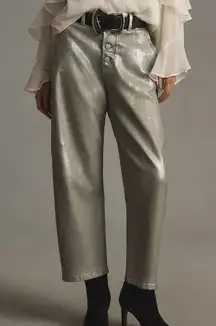 PILCRO ANTHROPOLOGIE The Arin Mid-Rise Button-Front Barrel Pant Coated Sz 29‎