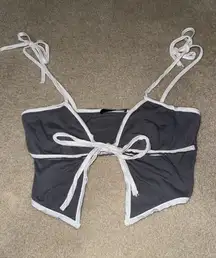 White Fox Boutique Top Crop Grey