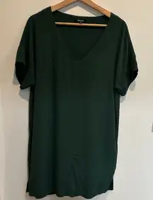 Madewell Forest Green V-Neck Short Sleeve  dress