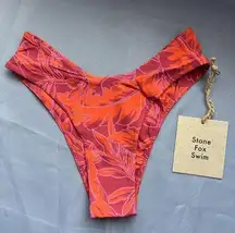 NWT Stone Fox Swim x Free People Nola Bottom in Rose Palm Red Bikini XS High Cut