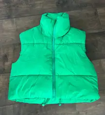 Green Puffy Cropped Vest