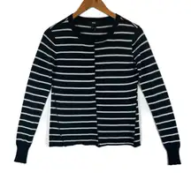 PAIGE Womens XS Merino Wool‎ Blend Black White Striped Knit Sweater Long Sleeve