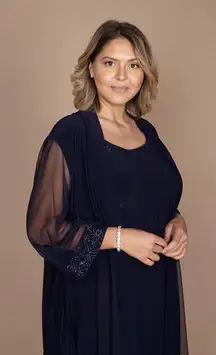 NWT Catherines 2 Piece Starburst Shimmer Tank/Cardigan Sheer Navy Size 26W