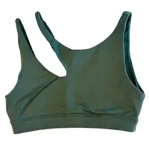 ALO Yoga S Olive Green Asymmetry Cut Out‎ Strap Sports Bra Athletic Workout Top