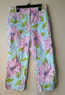 Lilly Pulitzer Floral Print Cropped Pants Size‎ 6 Cotton Blend