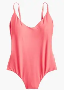 JCrew Annie Ruched Back One-Piece Swimsuit Womens 16 Neon Flamingo H8250 NWT