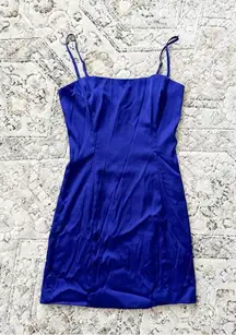 Sunday Best Shimmer Satin Mini Dress in Daring Indigo sz 0