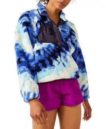 Free People FP Movement Jacket Rocky Ridge Fleece Pullover Ocean Tie Dye Sz XS