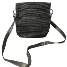 Americana Sharif Vintage Bucket Bag Handbag Purse Crossbody Gray Silver 9 inch